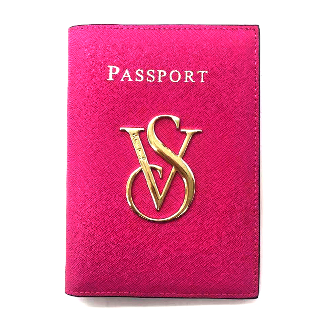 【送料無料】本革 VICTORIA'S SECRET ヴィクトリアシークレット ビクシー パスポートケース カードケース パスケース ブラック ピンク  | クイーンズコレクション