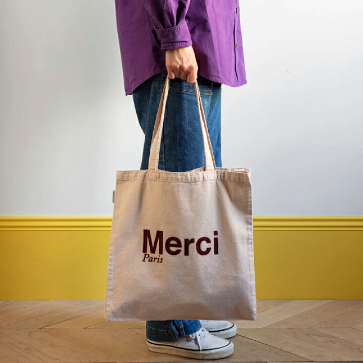 楽天市場】日本未発売【パリ直輸入】Merci cotton Tote Bag - Cream 
