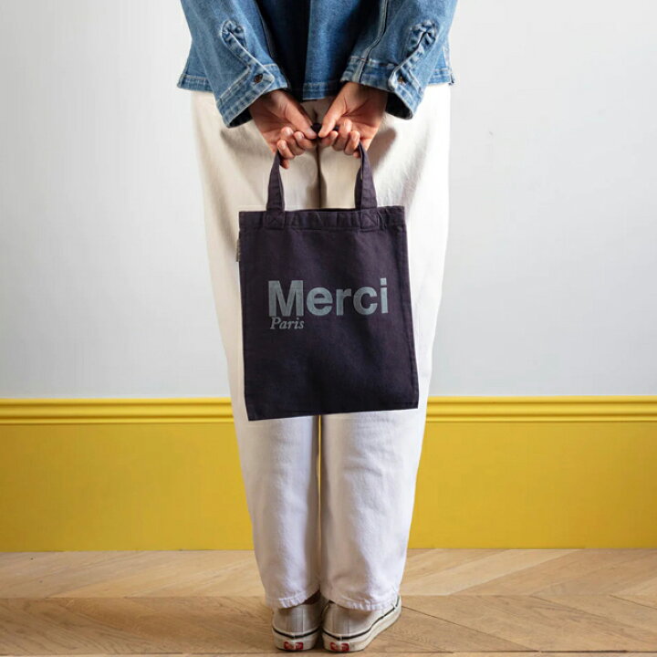 楽天市場】日本未発売【パリ直輸入】Merci cotton Tote Bag - Navy 