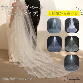 【ランキング1位受賞！】 【送料無料】ベール ヴェール ウェディングベール ロング 選べる5種 花嫁 刺繍 ブライダルベール 結婚式 披露宴 前撮り ロケーションフォト フォトウェディング ベールダウン レース シンプル おしゃれ 可愛い エレガント 王道 コーム付