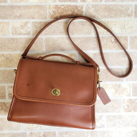 【中古品】オールドコーチ レザー ターンロック 2WAY ショルダーバッグ ブラウンユニセックス