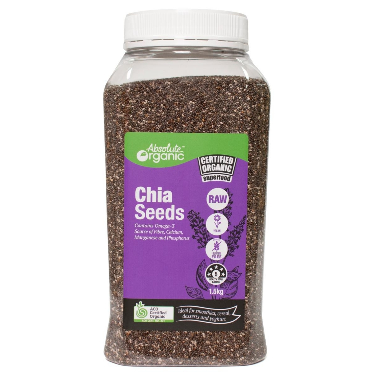 スムージー シリアル ヨーグルト などに合わせて Absolute Organic オーガニック ブランド買うならブランドオフ チアシード 1.5kg Seeds スーパーフード 送料無料激安祭 コストコ 有機 ヴィーガン Chia グルテンフリー COSTCO