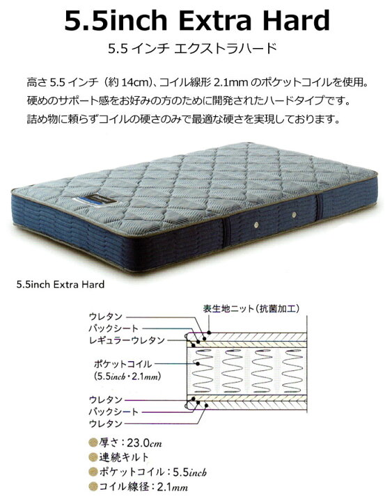 楽天市場】シモンズ マットレス 5.5インチエクストラハード クイーン 