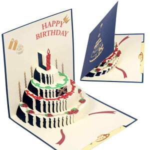 バースデーカード 誕生日カード 立体 大人 ポップアップ メッセージカード おしゃれ 3D birthday card グリーティングカード 飛び出す 封筒付き