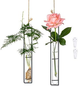 一輪挿し花瓶 吊り下げ式試験管花瓶 花瓶 ミニ花器 透明 フラワーベース 水栽培 水耕栽培花瓶 ガラス花瓶 テラリウム容器 工芸 壁掛け花瓶 玄関廊下装飾花瓶