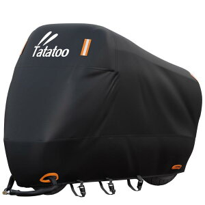 Tatatoo バイクカバー 厚手 125/250cc用 400cc対応 大型 原付 防水 耐熱 【2025年新版】紫外線防止 UVカット 防風 防埃 防雨 防雪 盗難防止ロック穴 反射テープ付き ワンタッチバックル 収納バッグ付