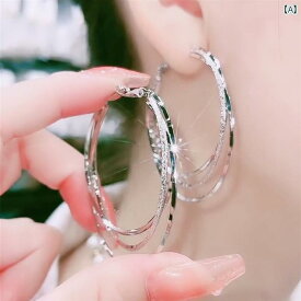 ピアス レディース かわいい 9999の 9999 スター リング シルバー 3つの 生命 世界 3 層 大きい イヤリング 女性用 ニードル