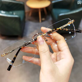 眼鏡 PC眼鏡 な 文学的な フレームレス メガネの レトロ メンズ レディースの ビジネス 軽量 メガネ フレームは 近視 チタン フレームの ブルー ライト 防止を 装備 する ことが できます
