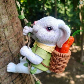 かわいい 飾り ガーデニング DIY 中庭の 庭の 家の ウサギの 登山 ロープ 樹脂 工芸 装飾 壁掛け 木 かわいい 鮮やかな バルコニー