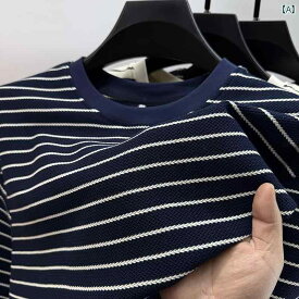 ストライプ Tシャツ 男性用 高級 メンズ 半袖 Tシャツ 2025夏 カジュアル 横縞 セーラー シャツ ラウンドネック