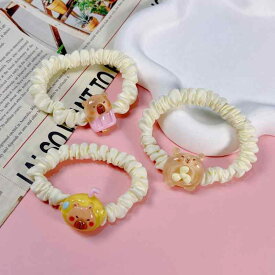 ヘアゴム カピバラ 柄 かわいい 卡通 イラスト 日韓風 百搭 ヘアバンド 甘美 少女心 大型 ポニーテール アクセサリー 日常使い かわいい 動物モチーフ 柔軟素材 伸縮性 ヘアアレンジ 簡単装着 少女向け ファッション小物