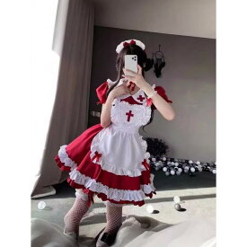 レディース ロリータ メイドドレス かわいい ビッグサイズ ワンピース 日常使い アニメ コスプレ服 キュート ガーリー フェミニン スタイル