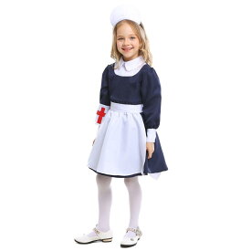 キッズ 女の子 ハロウィン ナース メイド スカート コスプレ 衣装 青 白 かわいい 仮装 制服 秋 パーティー 用 ロールプレイング