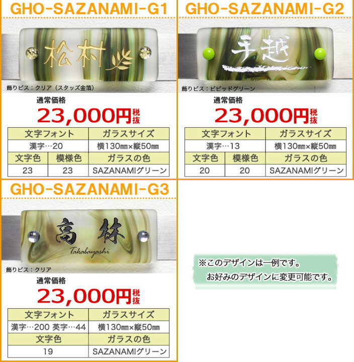 楽天市場】マンション表札手作りガラス「SAZANAMI」（飾りビス付き 