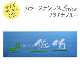 【500円OFFクーポン／P10倍】 表札 ステンレス サイズ オーダー 【 プラチナブルー 】 ステンレス表札 戸建て マンション おしゃれ スライド式 マグネット 貼り付け サイズ 自由 オーダーメイド 機能門柱 かわいい 漢字 筆記体 手書き 縦書き 二世帯 番地 住所