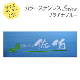 表札 ステンレス表札 プラチナブルー 希望サイズ変更可 マンション表札 機能門柱にも 戸建表札 デザイン表札 書体 レイアウト変更可 二世帯対応可
