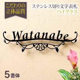 【500円OFFクーポン／P5倍】 表札 アイアン 切り文字　表札 ロイヤルリーフ ハンドメイド 職人が手作業で仕上げる逸品 こだわりの立体品質 5書体から選べる 美しい曲線 ヨーロピアンやプロヴァンス風の外観にもマッチ ブルックリン アンティーク風