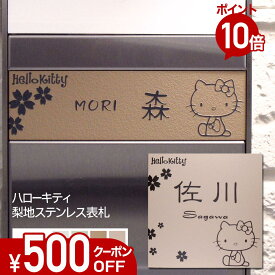 【500円OFFクーポン／P10倍】 表札 ステンレス 浮き彫り サイズ オーダー 【 ハローキティ 】 KTN-3 梨地 凸文字 ステンレス表札 戸建て マンション おしゃれ マグネット 貼り付け サイズ 自由 機能門柱 かわいい 漢字 番地 キティちゃん サンリオ キャラクター