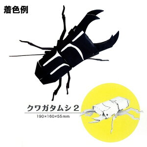 【5点までメール便も可能】ハコモ クワガタムシ2 (白)  [ペーパークラフト 手作り 段ボール 組立式 工作キット 小学生 夏休み 冬休み 宿題 自由研究 置物 インテリア 飾り おもちゃ 玩具