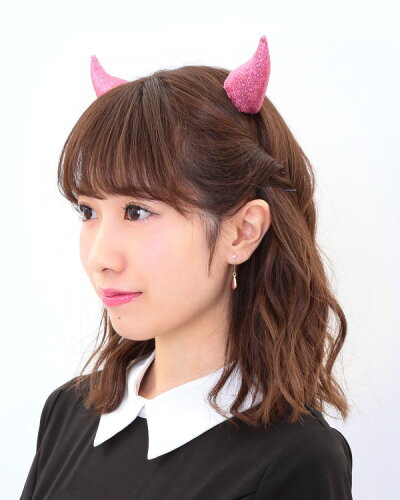 楽天市場 悪魔 コスプレ デビルピン ラメピンク けもみみ デビル ハロウィン ヘアアクセサリー ヘアピン 女性用 子供用 キッズ レディース 00 イベントショップ パンプキン