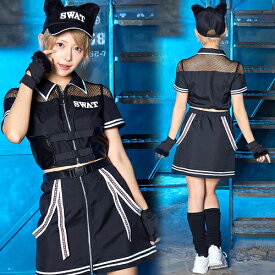 ニュークラッシュ クロネコSWAT　　[スワット コスプレ 黒猫 衣装 なりきり 大人女性 レディース スタイリッシュ 近未来 モノトーン 仮装 コスチューム ハロウィン イベント]【909132】