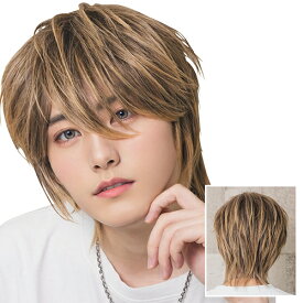WIGGY RICHメンズ ミディアムウルフ(ミックスゴールド) [メンズウィッグ ウィッグメンズ ウルフ 男性用 かつら ファッションウィッグ 男装用 パーティーグッズ コスプレ コスチューム 仮装 イベント]【880028】