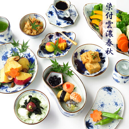 有田焼福泉染付雲濃春秋菱型菊割向付【有田焼】【ARITA】【福泉】【和】【食器】【モダン】【おしゃれ】【北欧】【料理】【贈り物】【御祝】【プレゼント】【日本製】【磁器】【陶器】【ラッキーシール対応】
