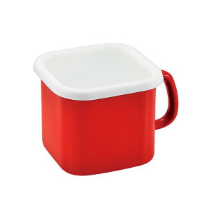 ◎ パール金属 プチッと IH対応ホーロー角型クックポット 12cm レッド HB-5362 キッチン 保存 オール熱源対応 鍋 四角 キッチンツール