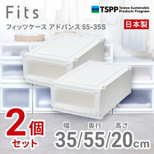 【通販限定2個組】収納 Fits ● フィッツケース アドバンス 55-35S 奥行55cm ホワイトクリア 収納ボックス 収納ケース 引き出し クローゼット プラスチック シンプル スタッキング インテリア 服
