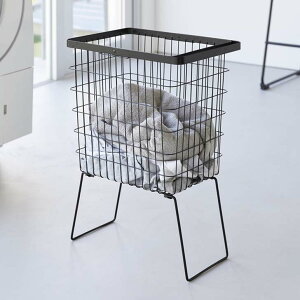 【ポイント5倍】◎★ 山崎実業 tower 折り畳み脚付きランドリーバスケット タワー ホワイト 1462 / ブラック 1463 洗濯かご ランドリーボックス ワイヤーバスケット 大容量 折りたたみ 脱衣かご