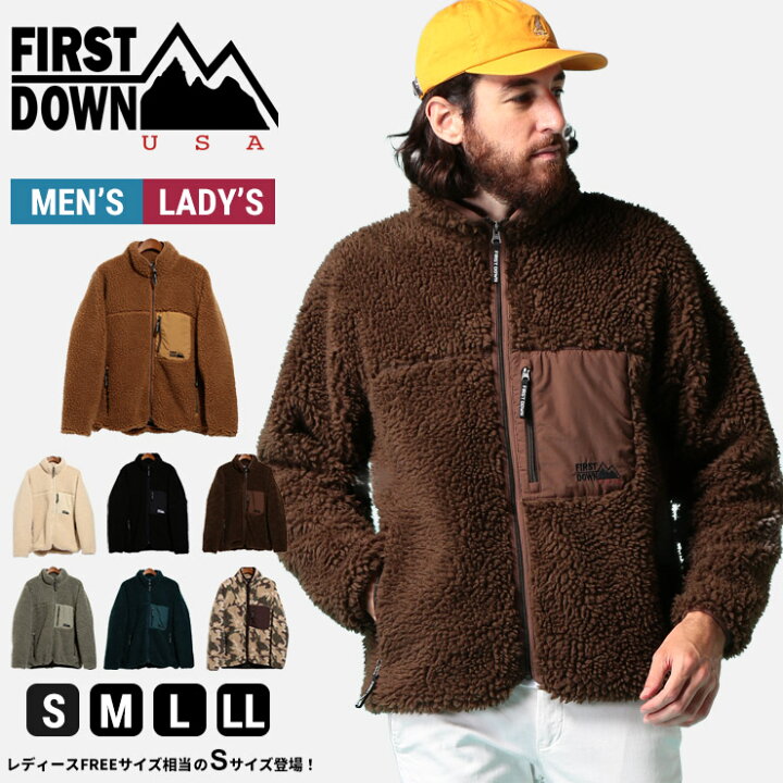 楽天市場 ファーストダウン ボアジャケット First Down Usa ファーストダウンユーエスエー ボア ボアフリース ボアジャケット ロゴ スタンド タンブリング ブルゾンメンズ 男性 トップス アウター ジャケット もこもこ 暖かい 秋 冬 ジャケット メンズブランド 原宿