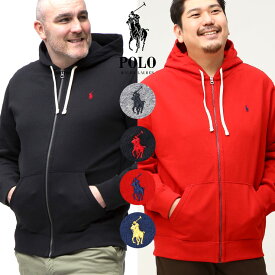 大きいサイズ メンズ POLO RALPH LAUREN (ポロ ラルフローレン) 裏起毛 ワンポイント フルジップ 長袖 パーカー パーカー ジップパーカー フード 起毛 秋 冬 ベーシック 無地 710548546D22