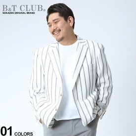 大きいサイズ メンズ B＆T CLUB (ビーアンドティークラブ) JAPANFABRIC ICHITEKI 和紙 ストライプ シングル 2ツ釦 ジャケット アウター ジャケット テーラード 512225322S13