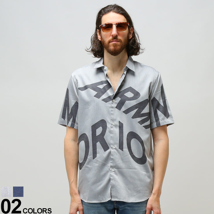 EMPORIO ARMANI (エンポリオアルマーニ) 綿100％ BIGロゴ 半袖 シャツブランド メンズ 男性 トップス シャツ 半袖シャツ EA3L1C811N7MZのサムネイル
