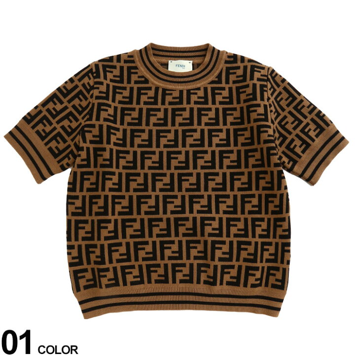 楽天市場】FENDI (フェンディ) 総ロゴ クルーネック 半袖 ニット  