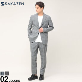 SAKAZEN (サカゼン) チェック チェンジポケット シングル ツータック スーツメンズ ビジネス 紳士 スーツ ビジネススーツ メンズスーツ 1637031WT