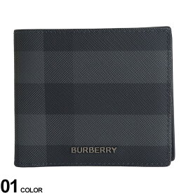 BURBERRY (バーバリー) チェック＆レザー バイフォールド コインウォレットブランド メンズ 男性 財布 ウォレット 折り財布 2つ折り BB8064604