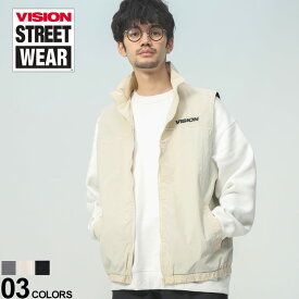 ヴィジョンストリートウェア ベスト ナイロン フルジップ VISION STREET WEAR アウター ユニセックス スケボー スタンドカラー 春服