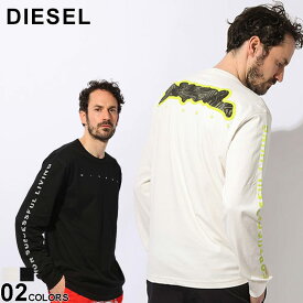 DIESEL (ディーゼル) 袖ラインロゴ カモフラージュ グラフィック プリント クルーネック 長袖 Tシャツ DSA122880QIAM ブランド メンズ 男性 トップス ティーシャツ 長袖 ストリート