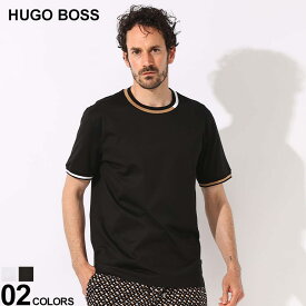 HUGO BOSS (ヒューゴボス) シルケット加工 コットン ストライプアクセント クルーネック 半袖 Tシャツ HB50513364 ブランド メンズ 男性 トップス Tシャツ 半袖 シャツ