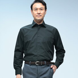 SARTORIA DEL GROSSO (サルトリアデルグロッソ) 黒無地 セミワイドカラー 長袖 ワイシャツ BASICBODY EASZ02R メンズ ビジネス 紳士 ワイシャツ Yシャツ 無地 ブラック シンプル