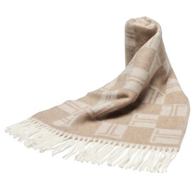 ランバン マフラー メンズ LANVIN カシミヤ混 スクエアチェック フリンジ マフラー LAN32LVMF540304 ブランド 小物 ベージュ プレゼント ギフト