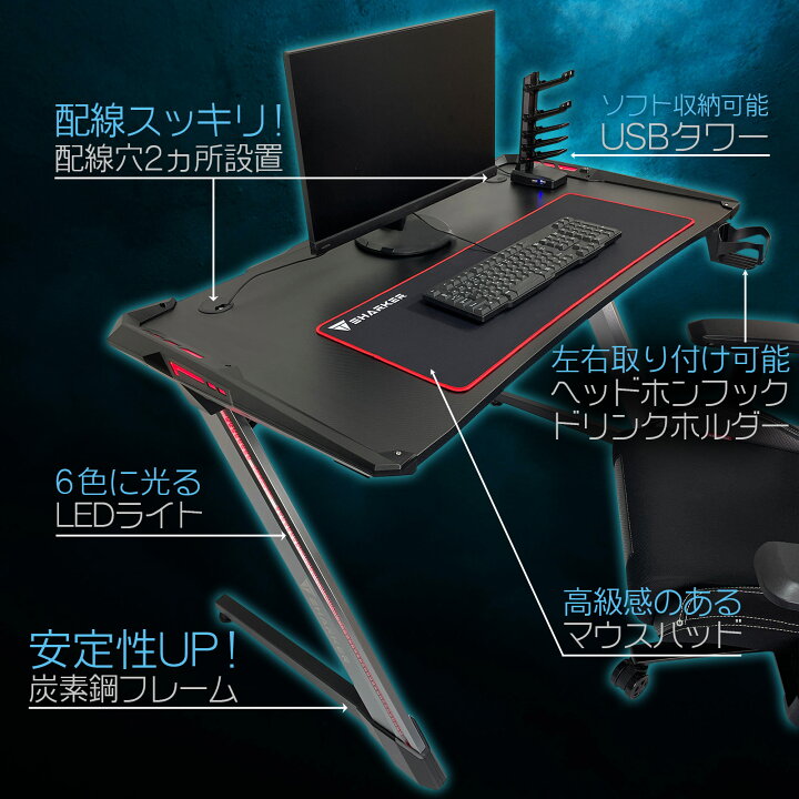 楽天市場】【☆30日 最大P10倍UP!】ゲーミングデスク パソコンデスク 
