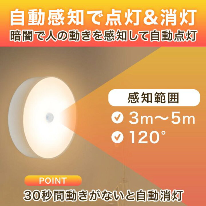 楽天市場 人感センサーライト Led 丸 照明 センサーライト 室内 おしゃれ 玄関 明るい 人感 自動 消灯 点灯 ライト 寝室 ガレージ 物置 部屋 ハビット楽天市場店