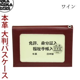 パスケース 小銭入れ付き 大判 福祉手帳ケース 大きめ 日本製 本革 身分証 免許証 資格証 障害者手帳 障碍者手帳 窓付き ストラップホール ハトメ コインパース メール便送料無料 本皮 牛革 コインケース 2つ折り 通勤 通学 多機能 メンズ レディース ファスナー付 y938