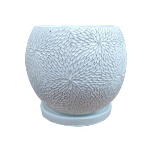 植木鉢 おしゃれ コンクリートポット CC035-220 7号(22cm) / 陶器鉢 白 黒 丸形 セメント