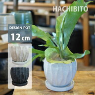 植木鉢 うねったラインが素敵な植木鉢 UN430-120 4号(12cm) 受け皿付き 鉢底穴有り ホワイト ブラック モ…