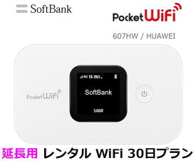 延長用※（レンタル中）Softbank LTE【レンタル　国内】Pocket WiFi LTE 607HW1日当レンタル料138円【レンタル 30日プラン】ソフトバンク WiFi レンタル WiFi【レンタル】※（既にレンタル中のお客様用です）