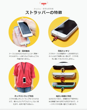 楽天市場 ストラッパー Strapper 公式 スマホ ストラップ 全機種対応 携帯ストラップ ハンド ストラップ 付き Iphone 13 12 11 Se Pro Mini Promax アンドロイド 対応 ケース や カバー に はさむ 取り付け 外付け 後付け ストラップホール 金具 落下防止 ストラップ