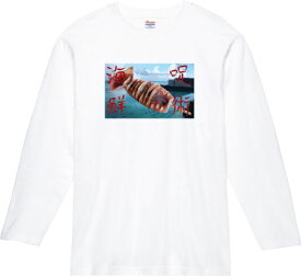 呪術海鮮 イカ焼き ロングTシャツ 5.6オンスヘヴィウェイトTシャツ プリントTシャツ オリジナルTシャツ 長袖 呪術 廻戦 パロディ 海鮮